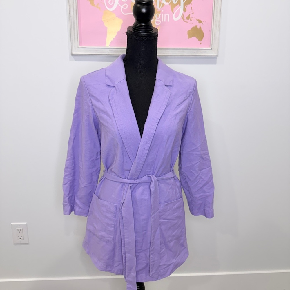 Leith Lilac Cardigan with Belt and Pockets